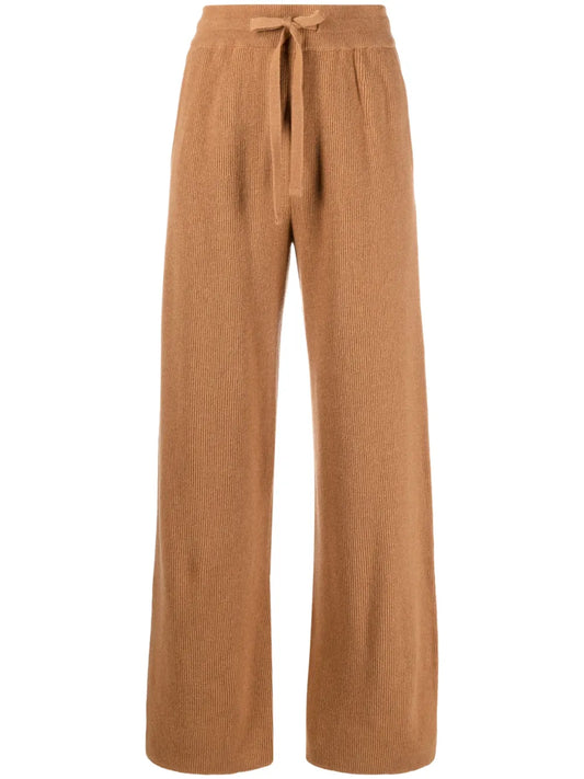 Ribbed-Knit Wide-Leg Trousers