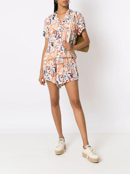 Camelia Mix Print Shorts