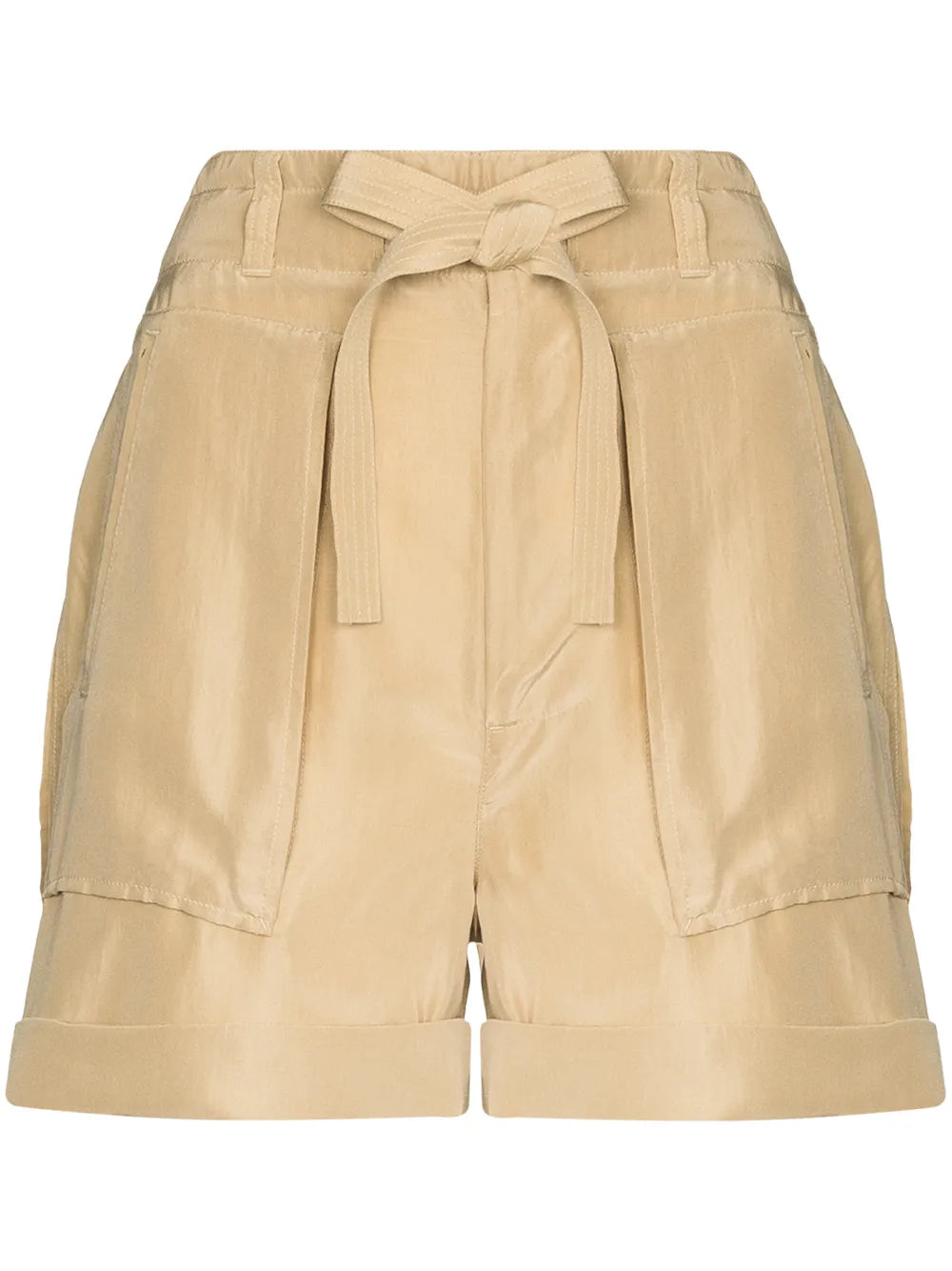 Paperbag-Waist Silk Shorts