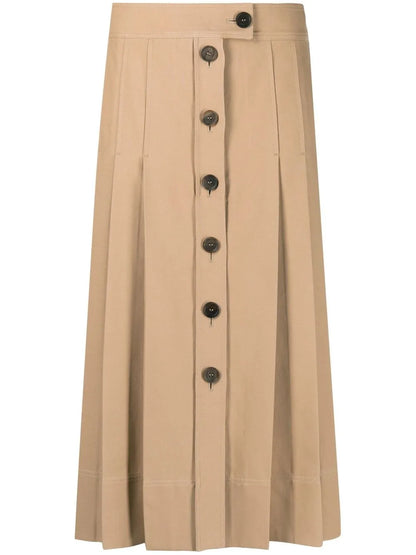 Buttoned-Up Pleated Skirt