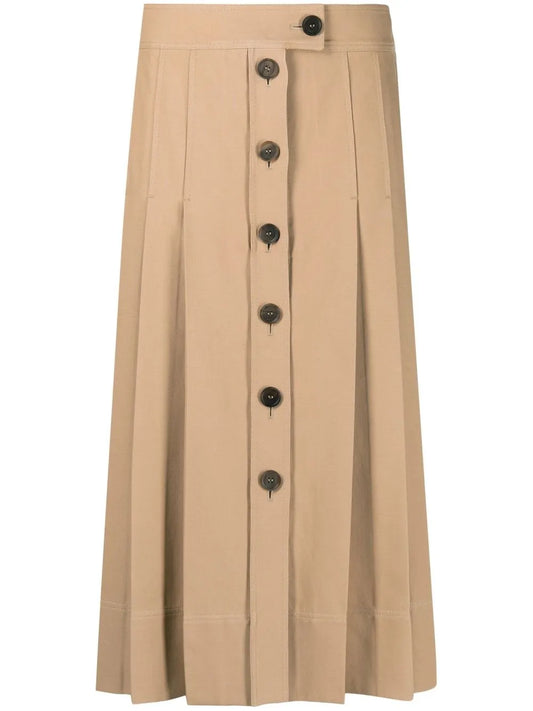 Buttoned-Up Pleated Skirt