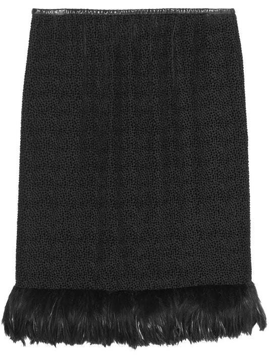 Feather-Trim Slip Skirt