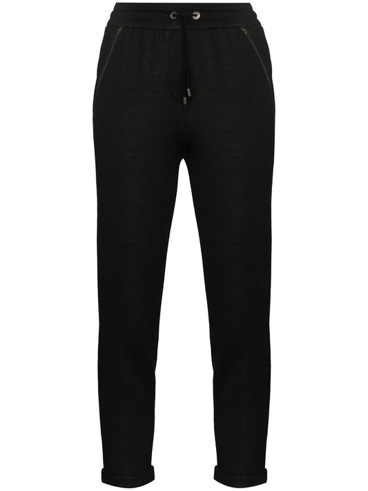 Monili-Detail Drawstring Track Pants