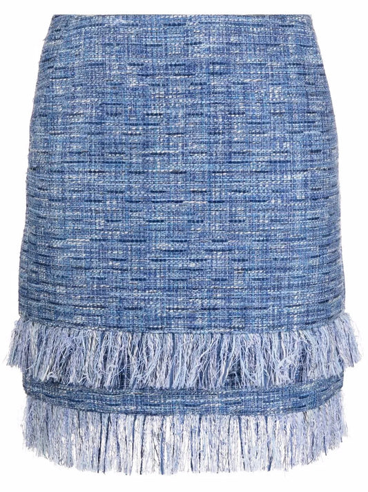 Fringed Bouclé Mini Skirt