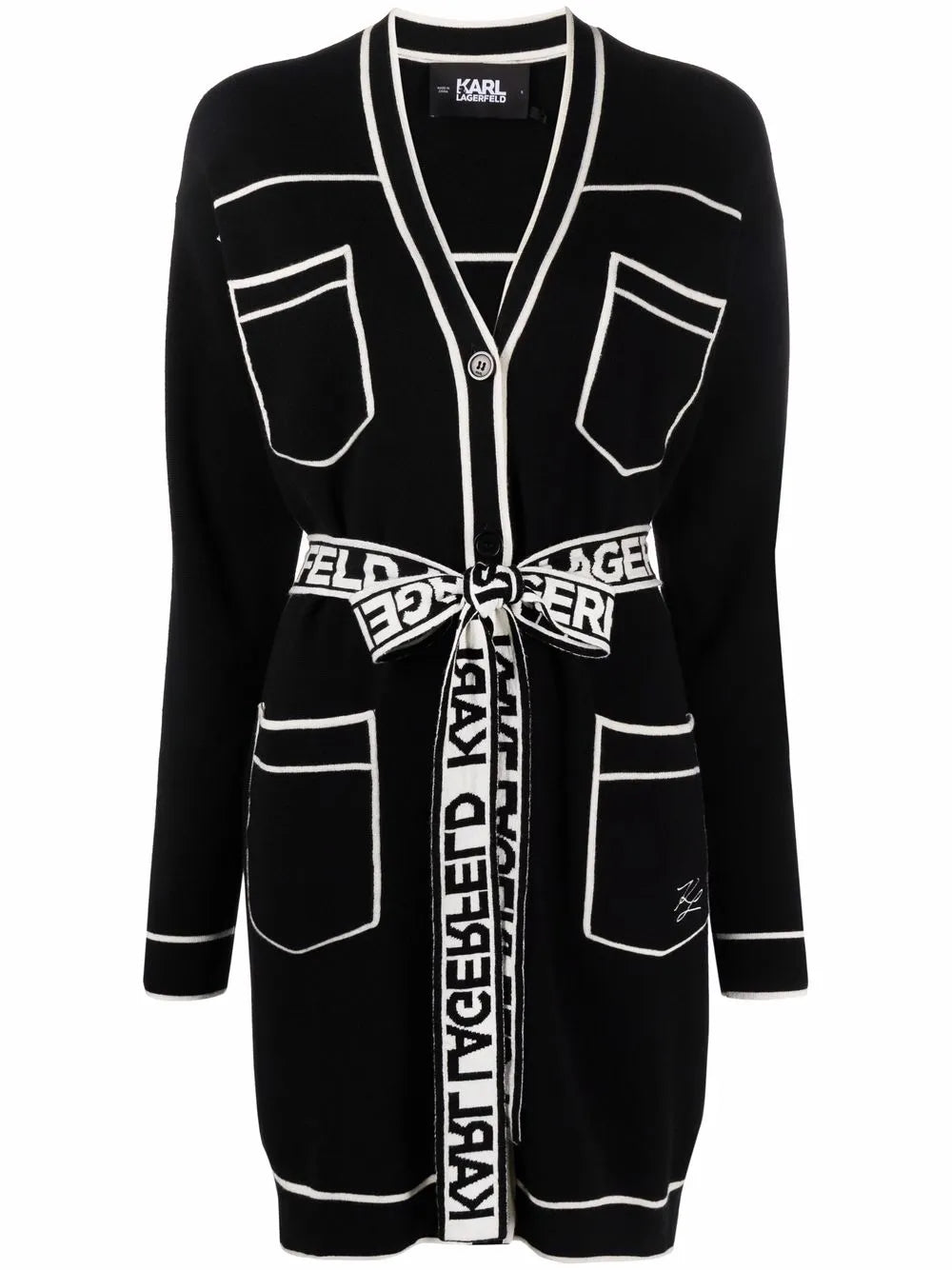 V-Neck Two-Tone Cardigan
