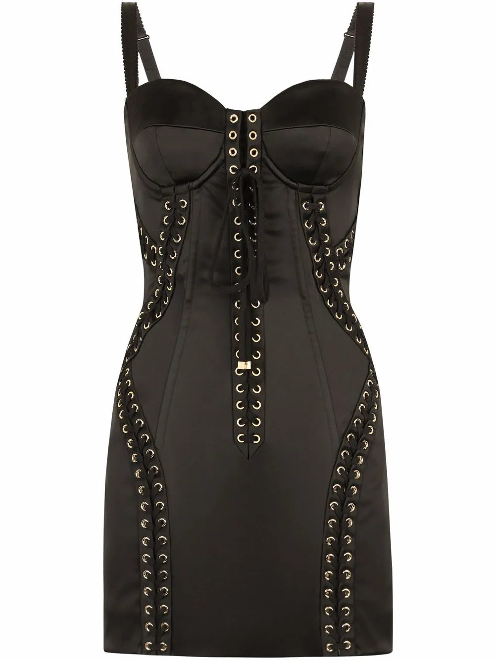 Lace-Up Satin Minidress
