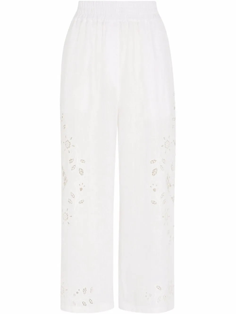 Embroidered Cropped Linen Trousers