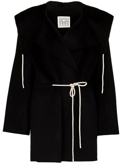 Hooded Tie-Waist Shirt Coat