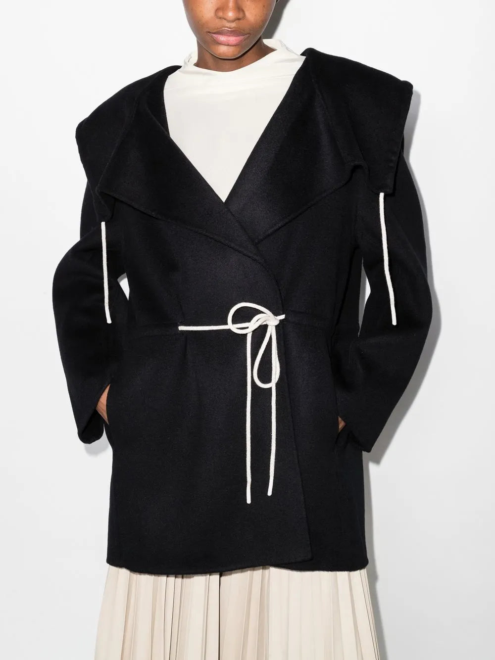 Hooded Tie-Waist Shirt Coat
