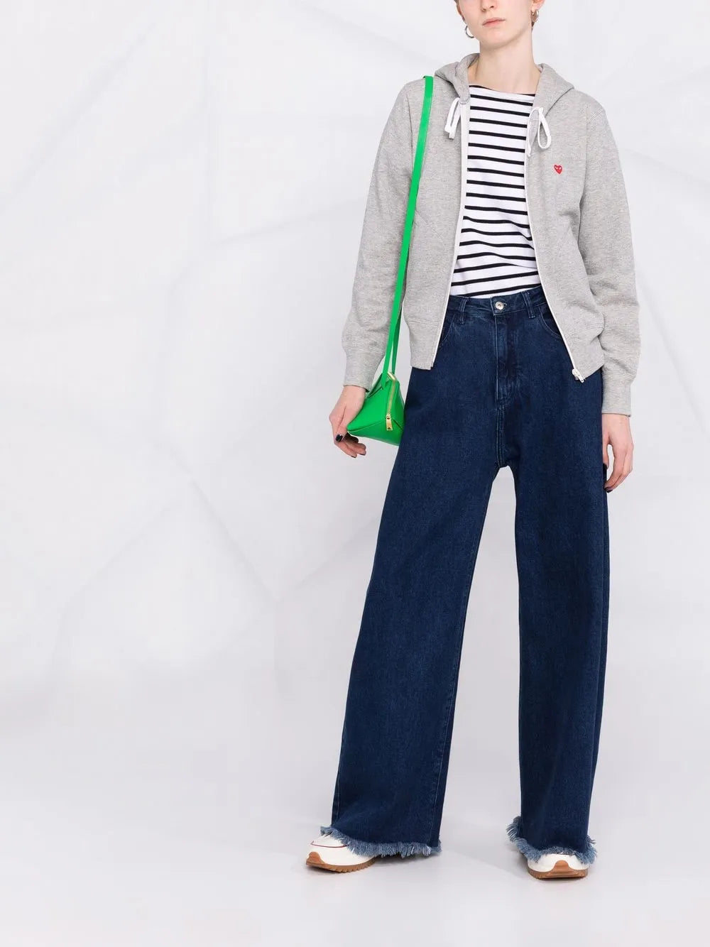 Embroidered-Motif Zip-Fastening Hoodie