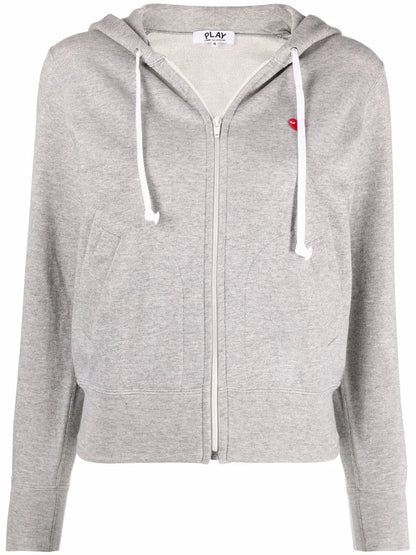 Embroidered-Motif Zip-Fastening Hoodie