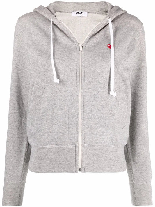 Embroidered-Motif Zip-Fastening Hoodie