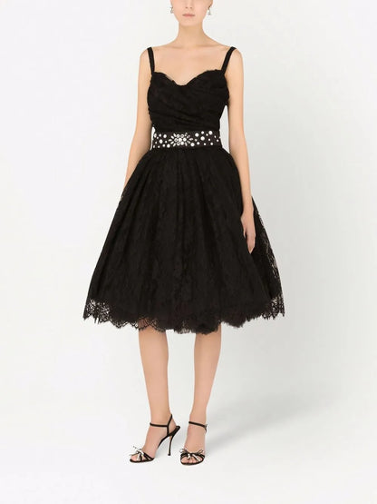 Sweetheart-Neck Chantilly-Lace Minidress