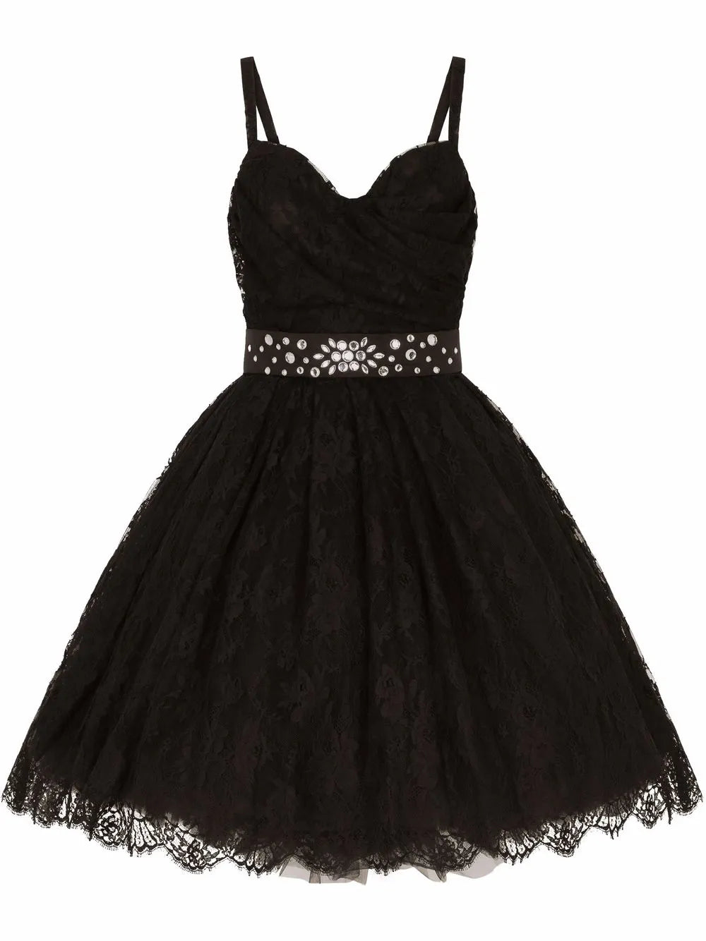 Sweetheart-Neck Chantilly-Lace Minidress