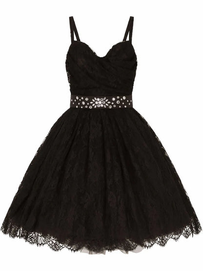Sweetheart-Neck Chantilly-Lace Minidress