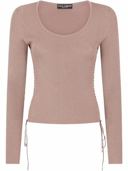 Lace-Up Ribbed Jumper