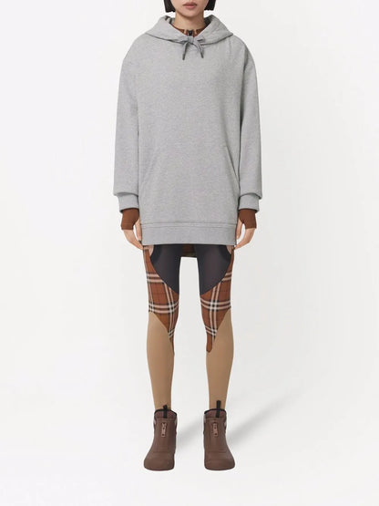 Check-Panel Cotton Hoodie