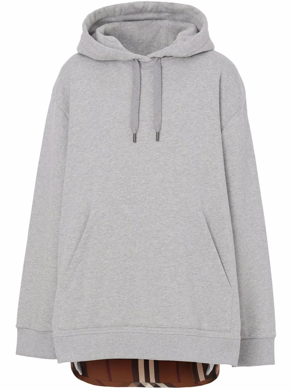 Check-Panel Cotton Hoodie