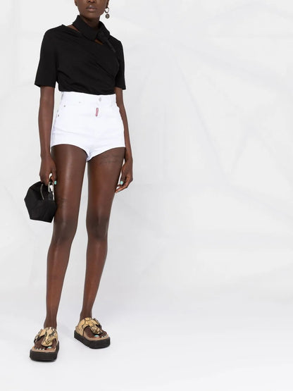 Honey Logo-Patch Denim Mini Shorts