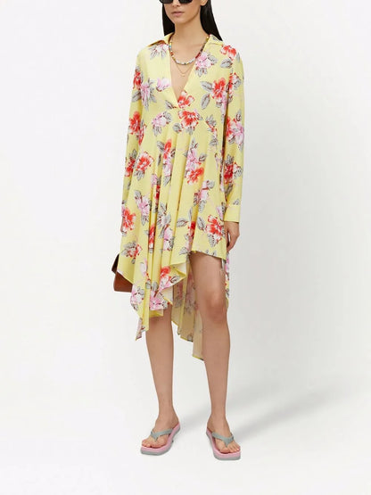 Hibiscus Floral-Print Shirtdress