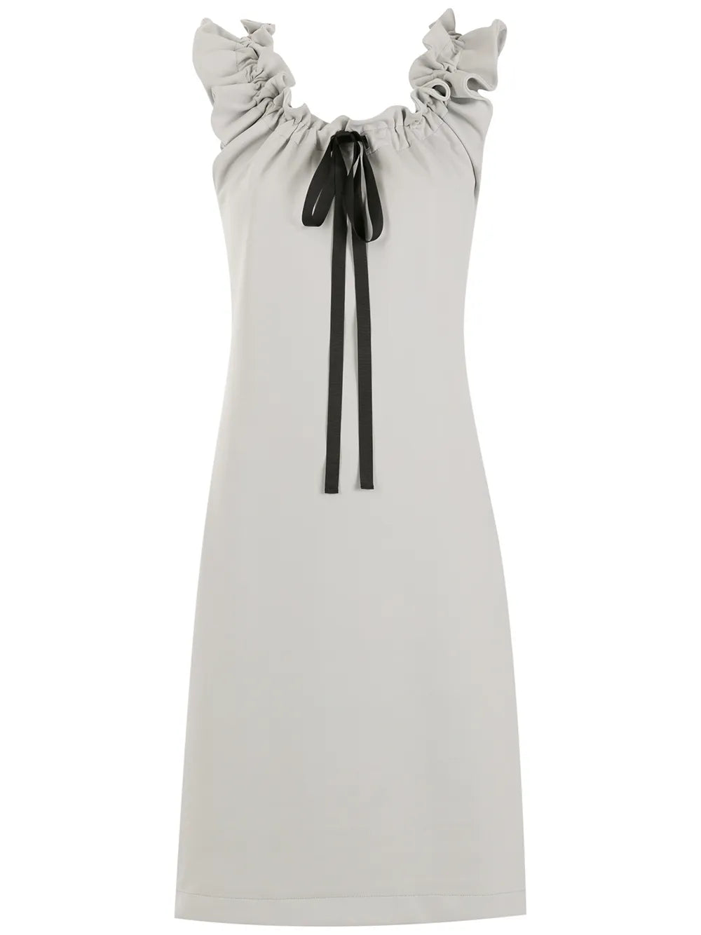 Gathered-Neckline Midi Dress