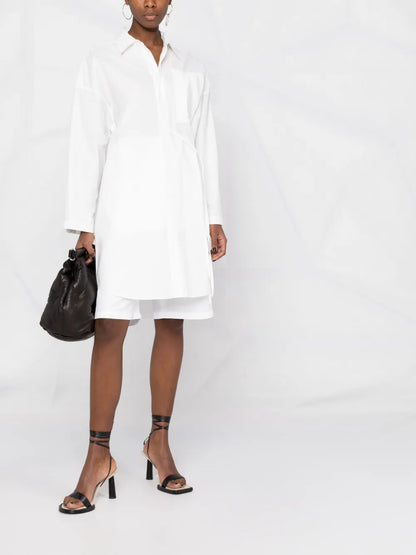 Oversized Waist-Tie Shirt Dress