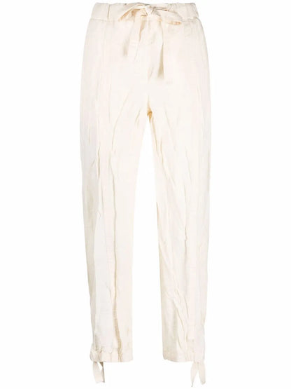 Drawstring Crinkle-Effect Trousers