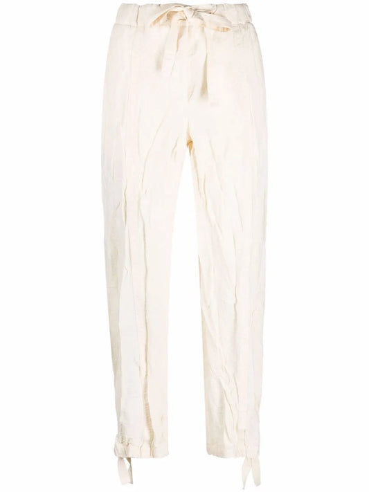 Drawstring Crinkle-Effect Trousers