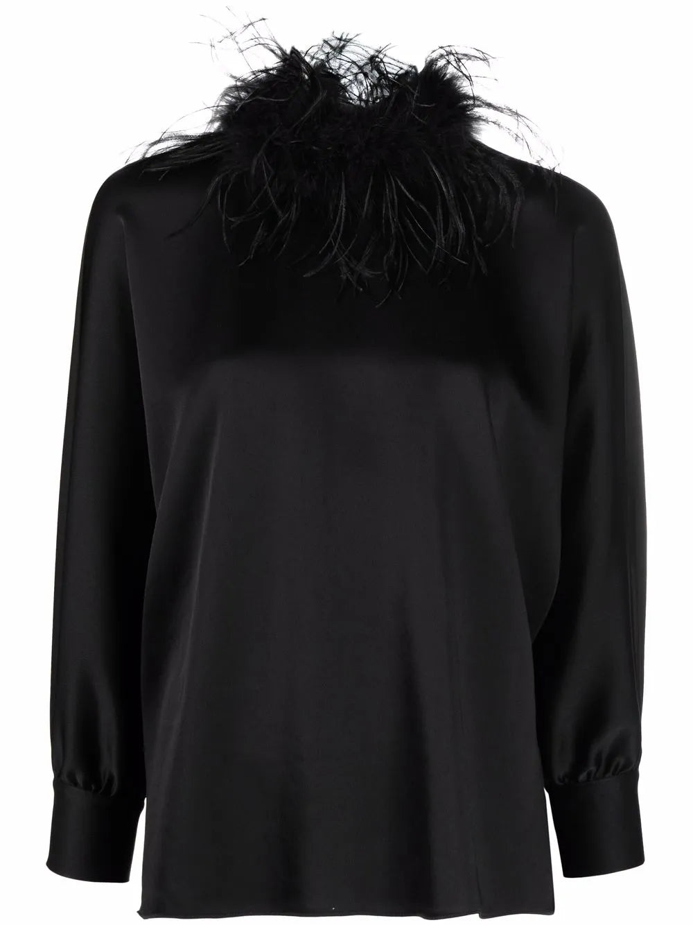 Feather-Trim Blouse