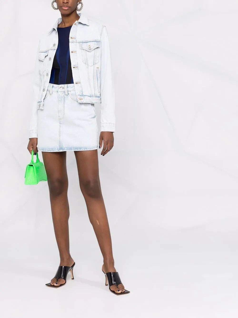 Logo-Print Denim Skirt