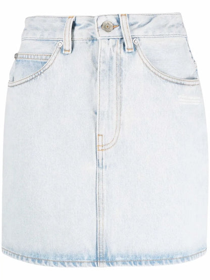 Logo-Print Denim Skirt