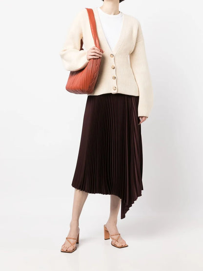 Ribbed-Knit V-Neck Cardigan