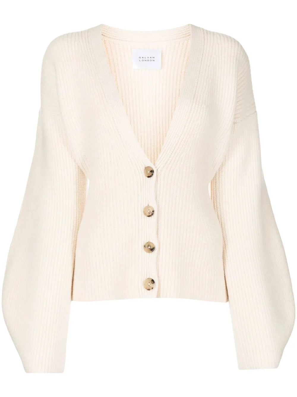 Ribbed-Knit V-Neck Cardigan