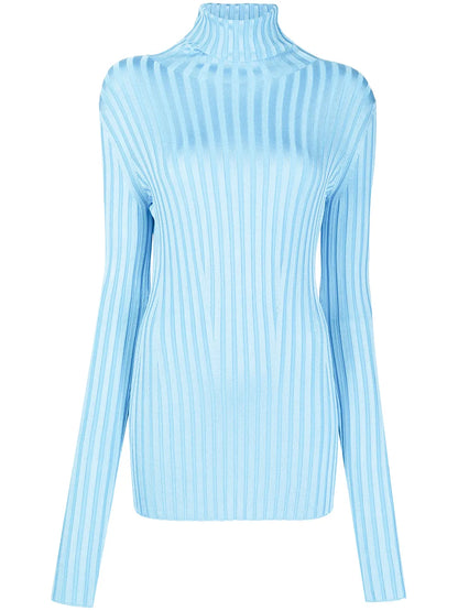 Rhea Roll-Neck Ribbed Knit Jumper