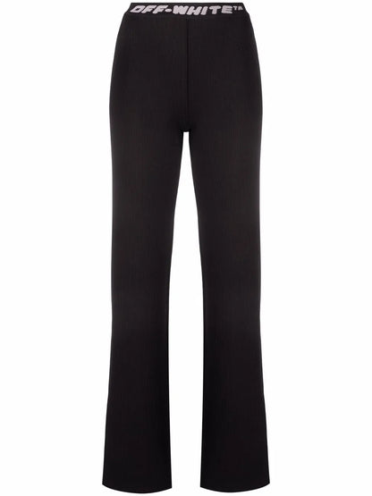 Logo-Tape Ribbed-Knit Trousers