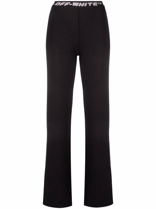 Logo-Tape Ribbed-Knit Trousers