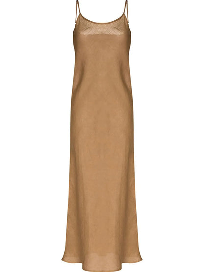 U-Neck Sleeveless Linen Midi Dress
