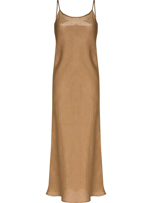 U-Neck Sleeveless Linen Midi Dress