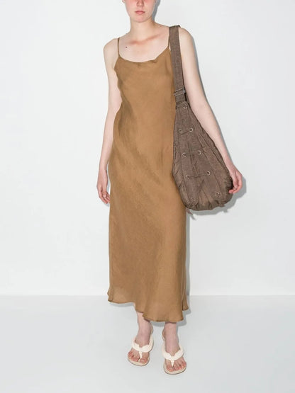U-Neck Sleeveless Linen Midi Dress