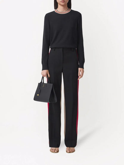 Stripe-Neckline Cashmere Jumper