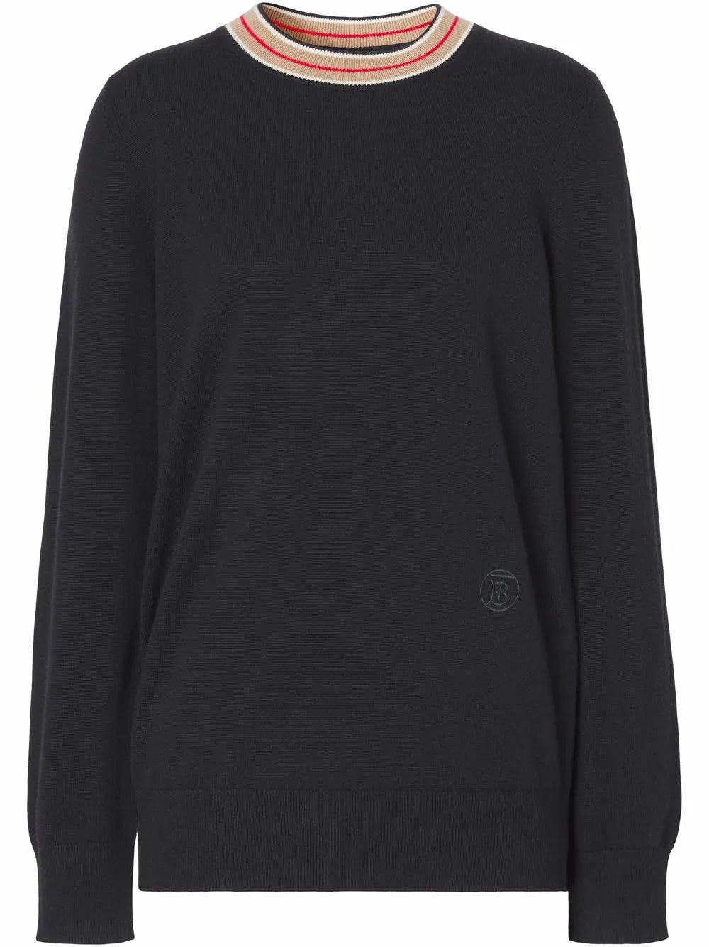 Stripe-Neckline Cashmere Jumper