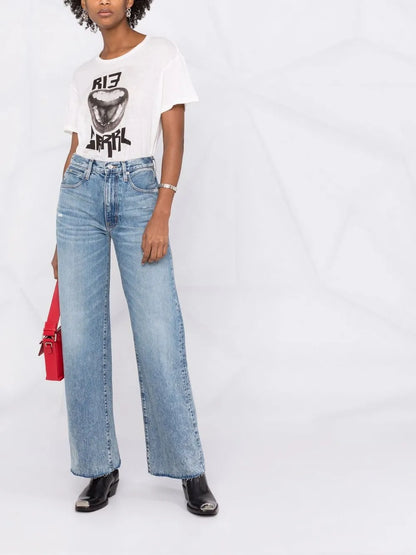 Grace Frayed Wide-Leg Jeans