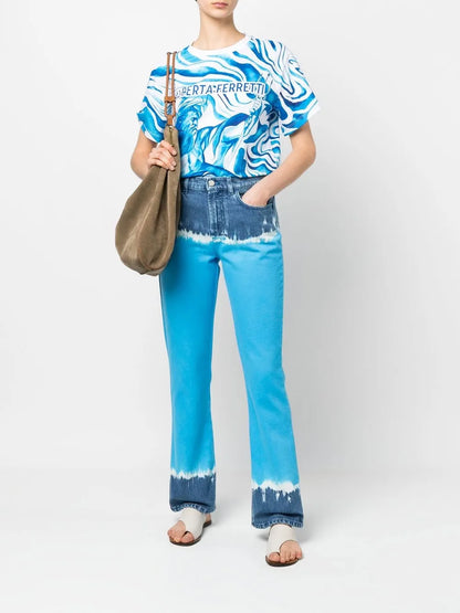 Tie-Dye Flared Jeans