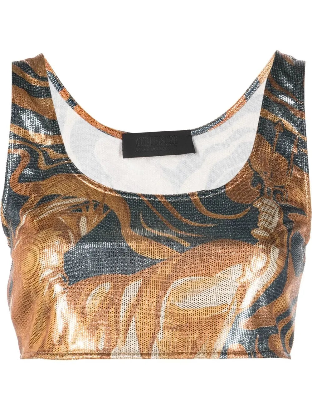 Swirl Print Metallic Crop Top
