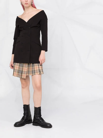 Off-Shoulder Double-Breasted Blazer