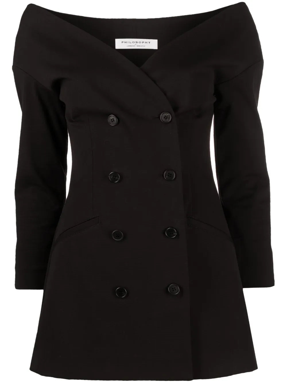 Off-Shoulder Double-Breasted Blazer