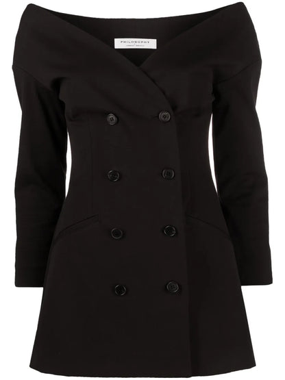 Off-Shoulder Double-Breasted Blazer