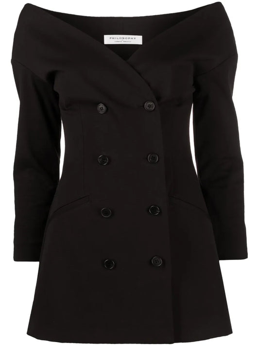 Off-Shoulder Double-Breasted Blazer
