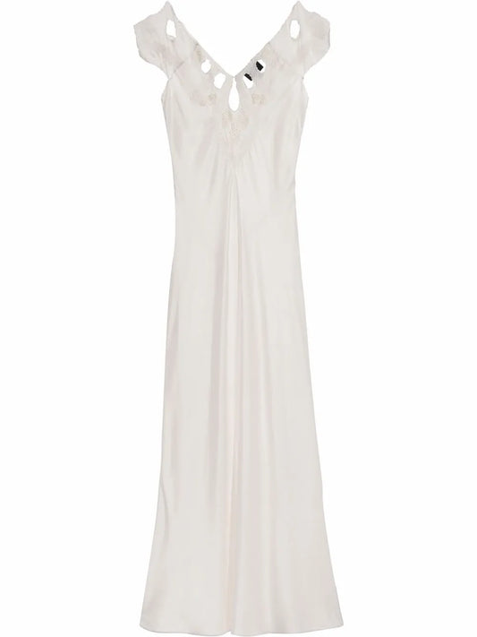 Embroidered Keyhole Slip Dress