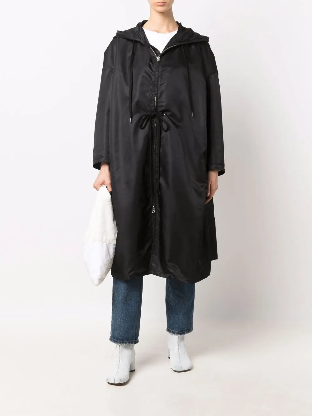 Drawstring-Waist Hooded Coat